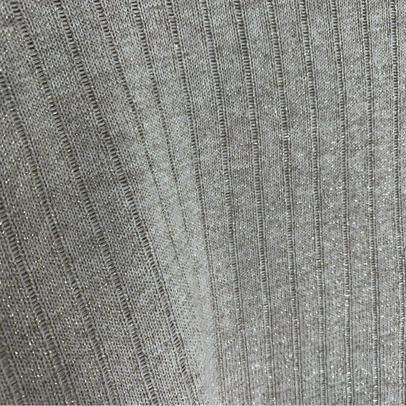 Zara Basic Cropped Oversize Sweater Gold Metallic Stitch Size Small Drop Long Sl - Picture 4 of 10